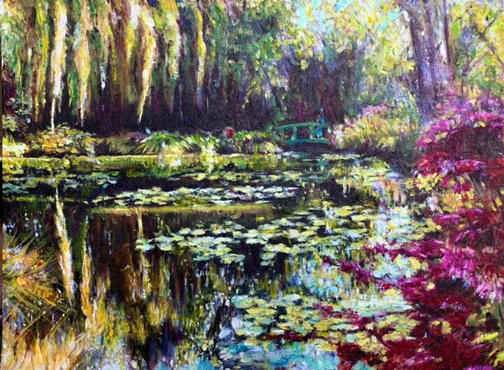 Painting titled "The pond of Claude…" by Philippe Petit, Original Artwork, Oil