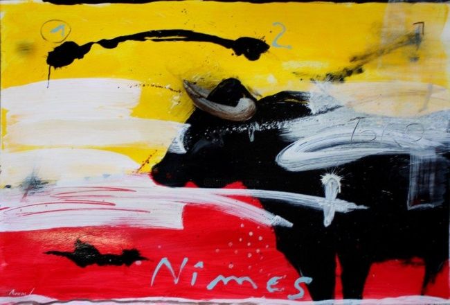Peinture intitulée "Nîmes" par Philippe Roussel, Œuvre d'art originale,