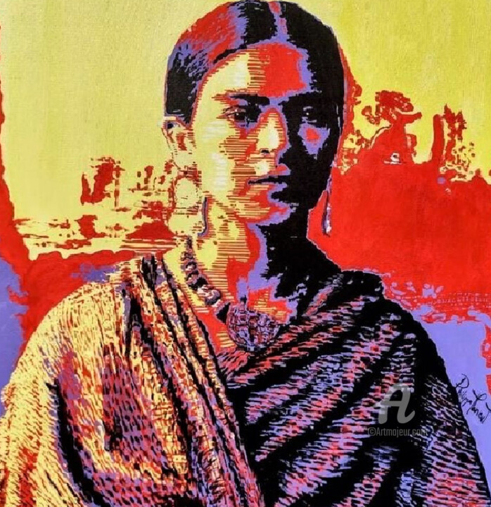 Pintura titulada "En Tiempos de Frida" por Philippe Toneut, Obra de arte original, Acrílico Montado en Bastidor de camilla d…