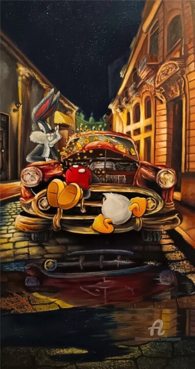 Картина под названием "Noche Estrellada" - Philippe Toneut, Подлинное произведение искусства, Масло Установлен на Деревянная…