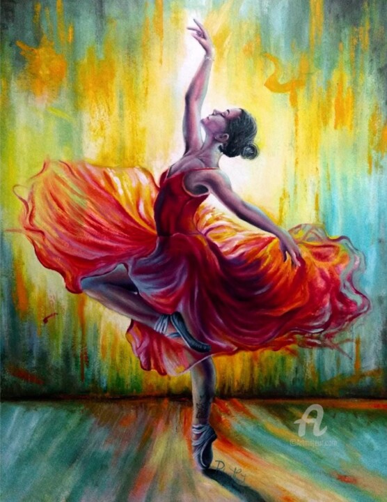 Painting titled "Danza de Auroras" by Philippe Toneut, Original Artwork, Oil