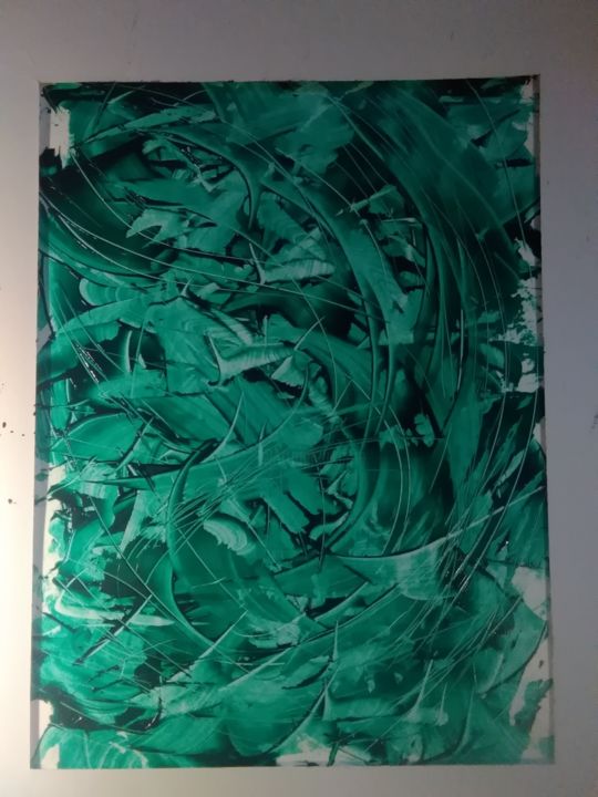 Painting titled "green vibes" by Mecka, Original Artwork, Acrylic