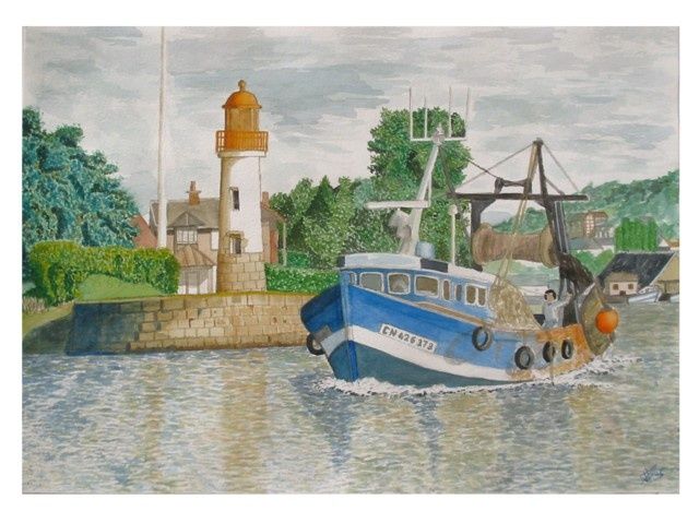 Peinture intitulée "sortie du port de H…" par Philippe Levasseur, Œuvre d'art originale, Huile