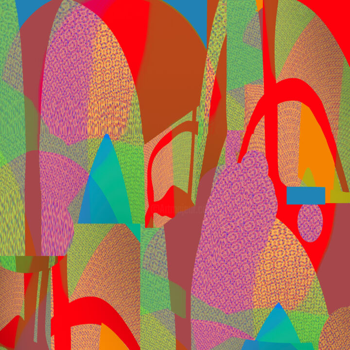 Digital Arts titled "Hiding Three Umbrel…" by Phillip Reese, Original Art, Digital Painting