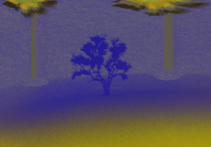 Цифровое искусство под названием "Artificial Trees -2" - Phillip Reese, Подлинное произведение искусства, Цифровая живопись