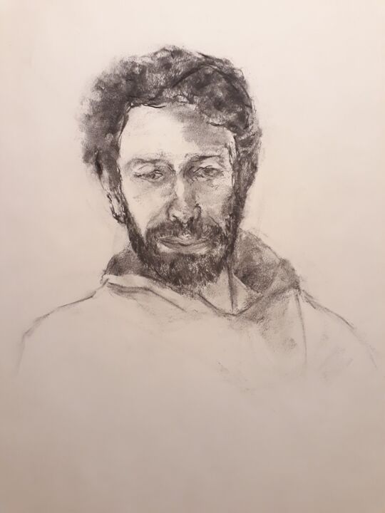 Drawing titled "Regard vague..." by Philms, Original Artwork, Charcoal