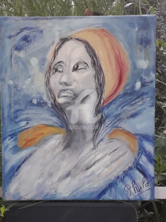 Peinture intitulée "La Dame Blanche" par Philo, Œuvre d'art originale, Huile
