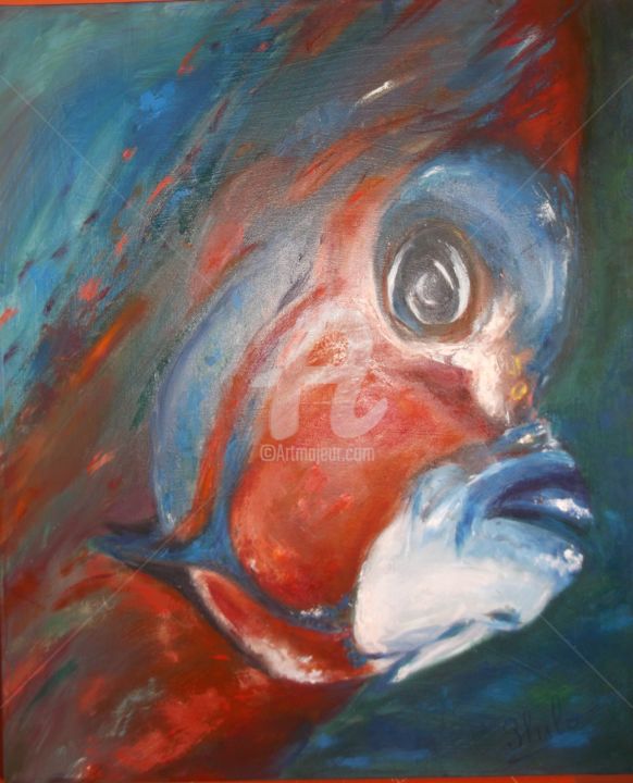 Malerei mit dem Titel "POISSON ANGE" von Philo, Original-Kunstwerk, Öl