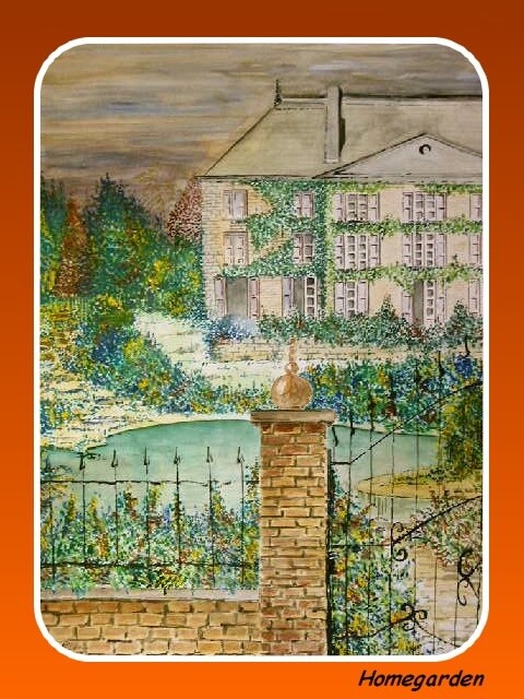 Painting titled "HOMEGARDEN" by Philovades, Original Artwork, Oil