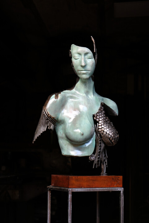 Sculpture intitulée "La madone" par Phils, Œuvre d'art originale, Métaux