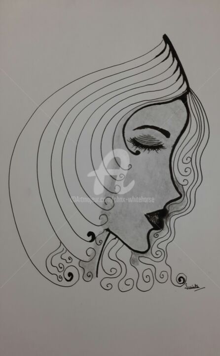 Painting titled "She" by Blackbeauty13, Original Artwork, Ink