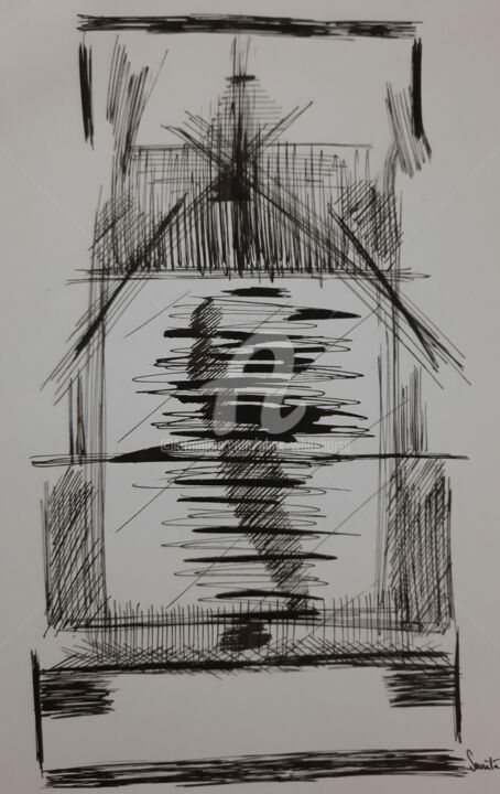 Peinture intitulée "The tower" par Blackbeauty13, Œuvre d'art originale, Encre