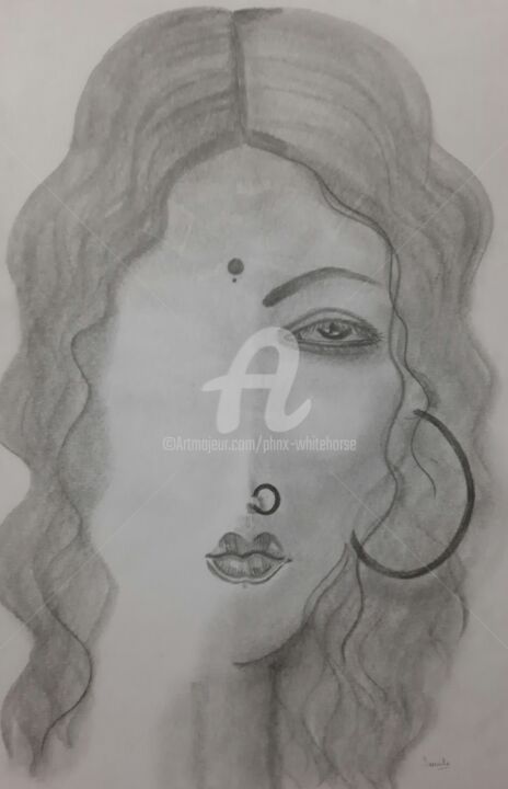 Painting titled "She 2" by Blackbeauty13, Original Artwork, Pencil