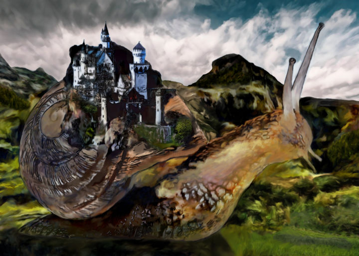 Digital Arts titled "Snail" by Michele Poenicia, Original Artwork, Digital Painting