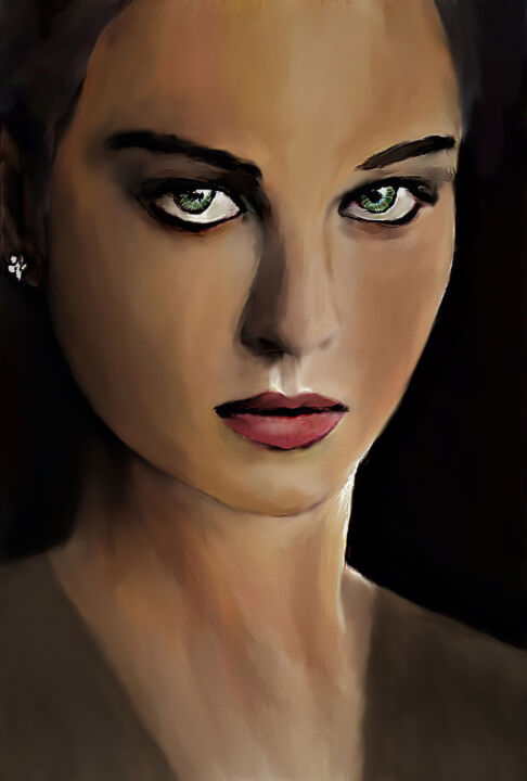 Digital Arts titled "Face of woman" by Michele Poenicia, Original Artwork, Digital Painting