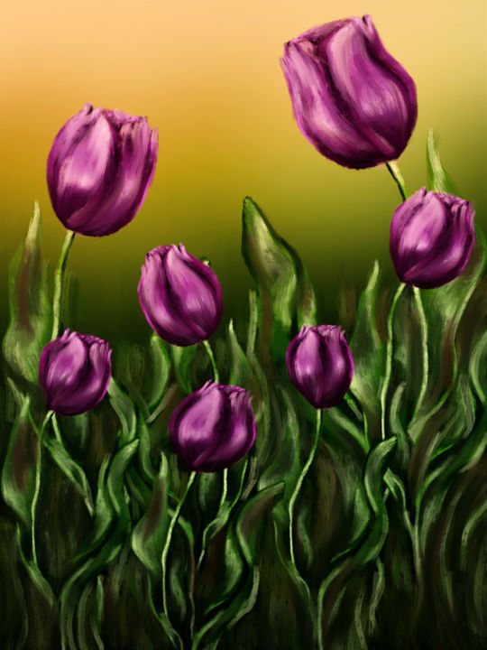 Digital Arts titled "Tulips" by Magda Frota, Original Artwork, Digital Painting