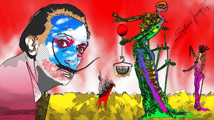「"La giraffa in fiam…」というタイトルのデジタルアーツ Phõtos_grápheinによって, オリジナルのアートワーク, 操作する