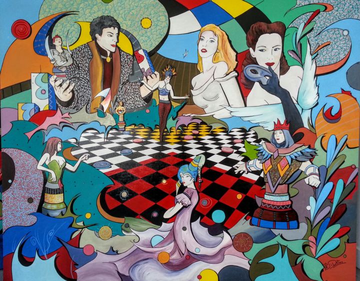 Peinture intitulée "jeu de societe." par Philippe Sidot Et Charlotte Carsin, Œuvre d'art originale