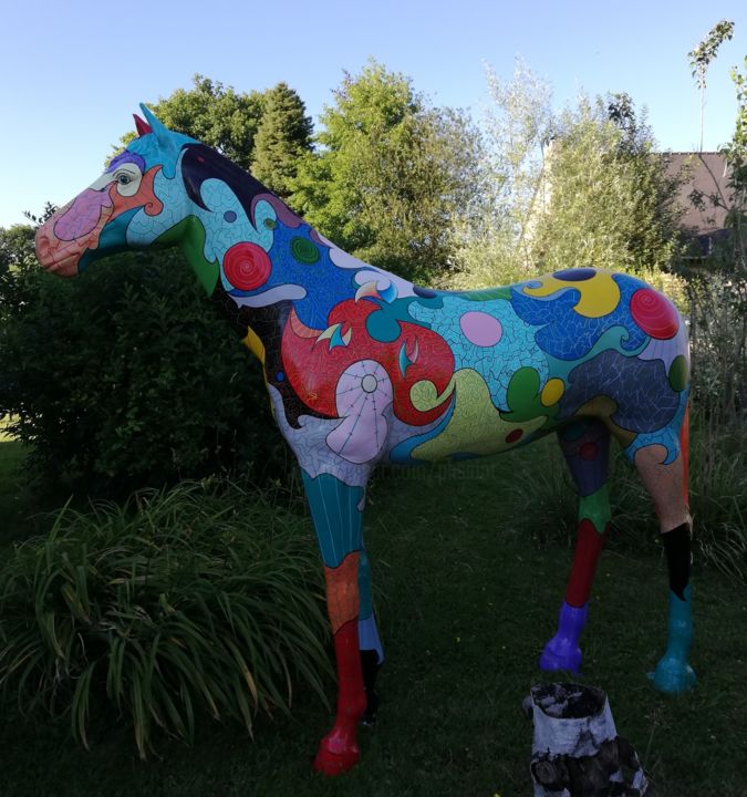 Skulptur mit dem Titel "Cheval parisien" von Philippe Sidot Et Charlotte Carsin, Original-Kunstwerk