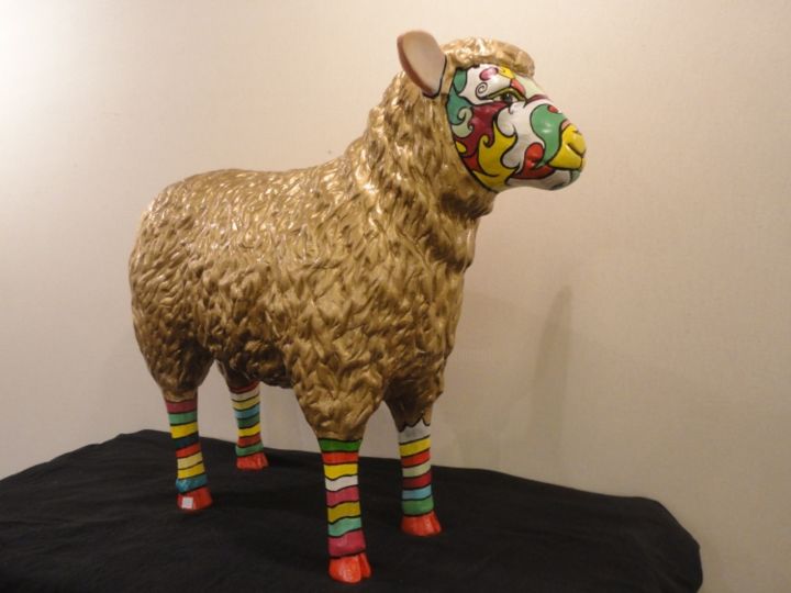 Sculpture intitulée "Mouton doré a mis s…" par Philippe Sidot Et Charlotte Carsin, Œuvre d'art originale