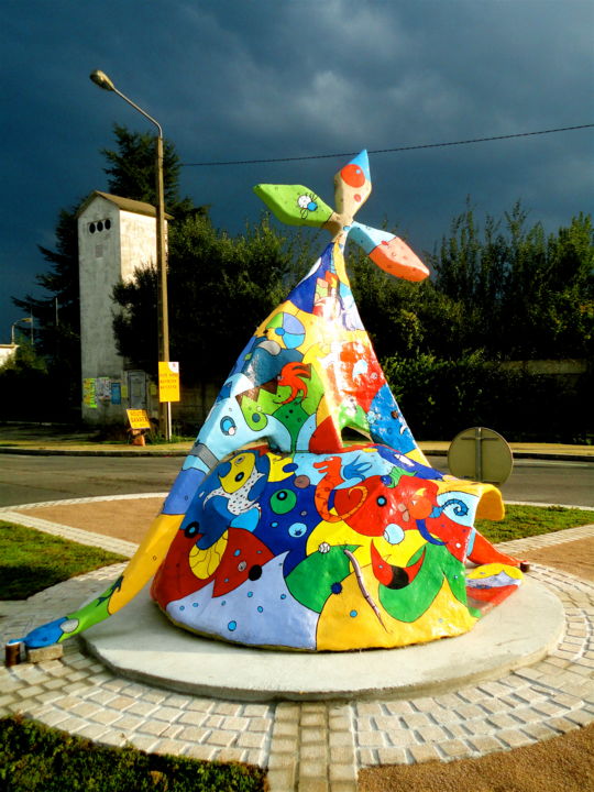 Escultura titulada "L'Hermine sous l'or…" por Philippe Sidot Et Charlotte Carsin, Obra de arte original