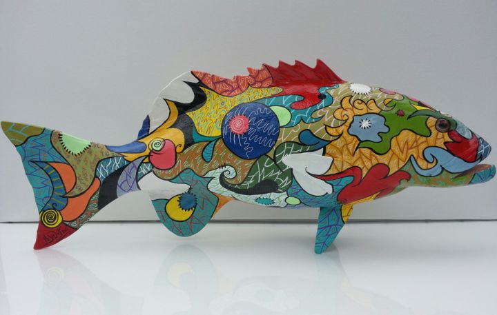 "fish de moi ou quoi…" başlıklı Heykel Philippe Sidot Et Charlotte Carsin tarafından, Orijinal sanat