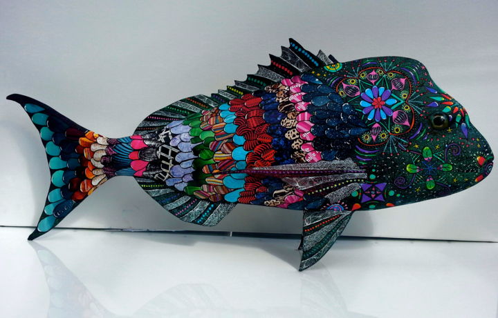 Sculpture intitulée "feu d'artifish" par Philippe Sidot Et Charlotte Carsin, Œuvre d'art originale, Résine