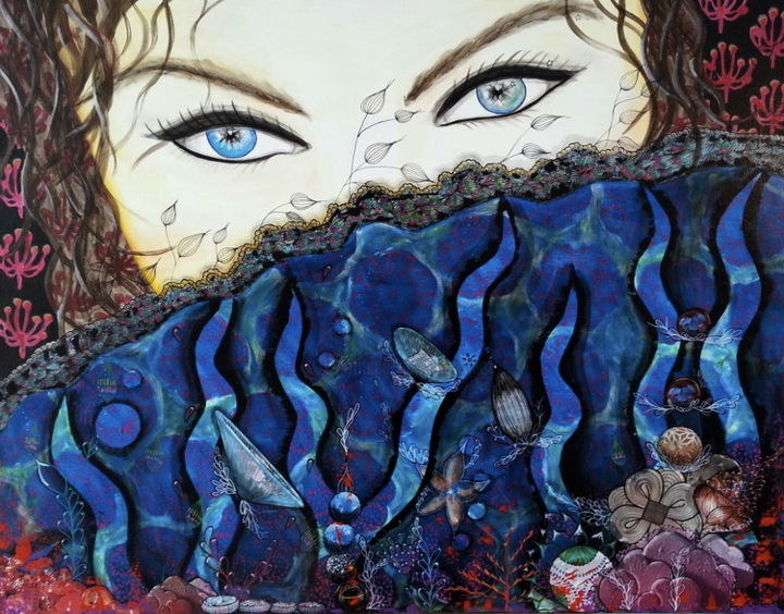 Malerei mit dem Titel "blue eyes" von Philippe Sidot Et Charlotte Carsin, Original-Kunstwerk