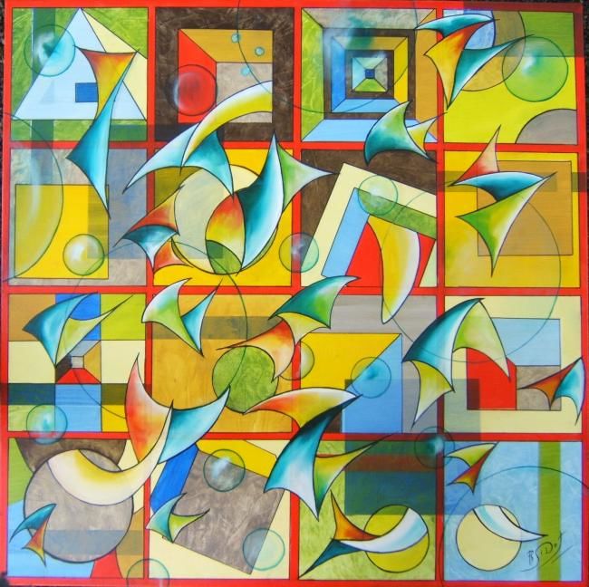 Painting titled "installations cubiq…" by Philippe Sidot Et Charlotte Carsin, Original Artwork