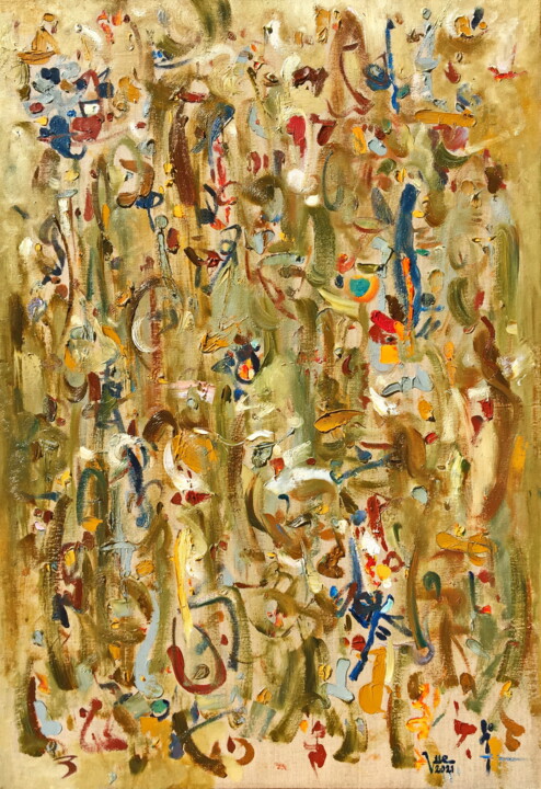 Pittura intitolato "Nắng đầu mùa đông" da Phung Van Tue, Opera d'arte originale, Olio Montato su Telaio per barella in legno