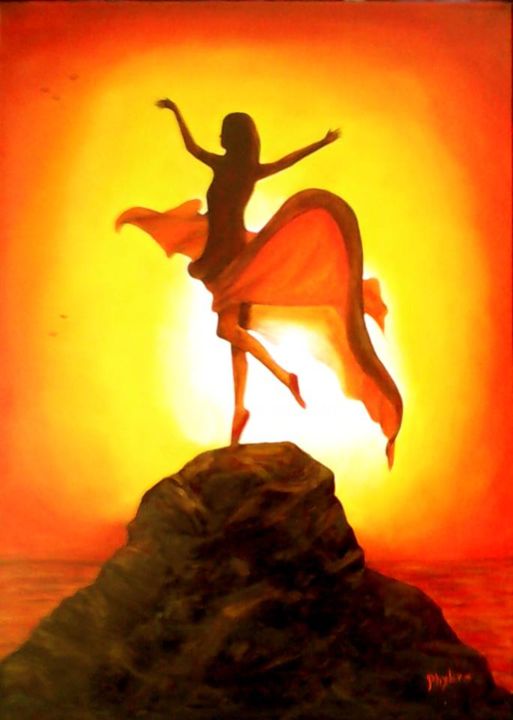 Peinture intitulée "Demande au soleil" par Phybra, Œuvre d'art originale, Huile