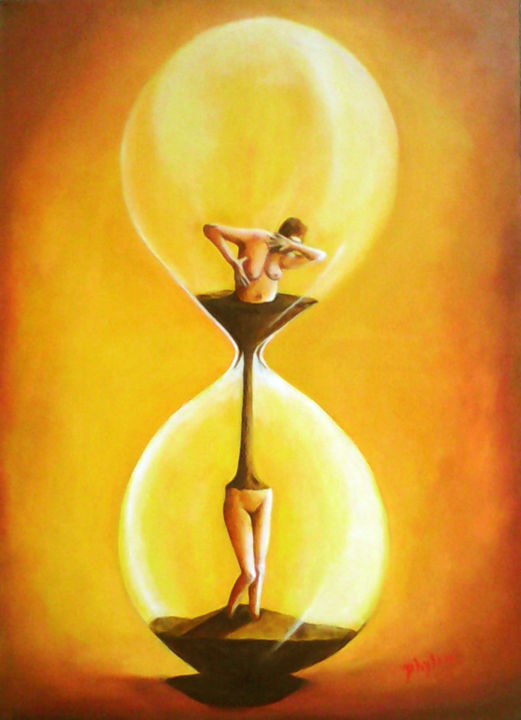 Painting titled "Le temps rend souff…" by Phybra, Original Artwork, Oil