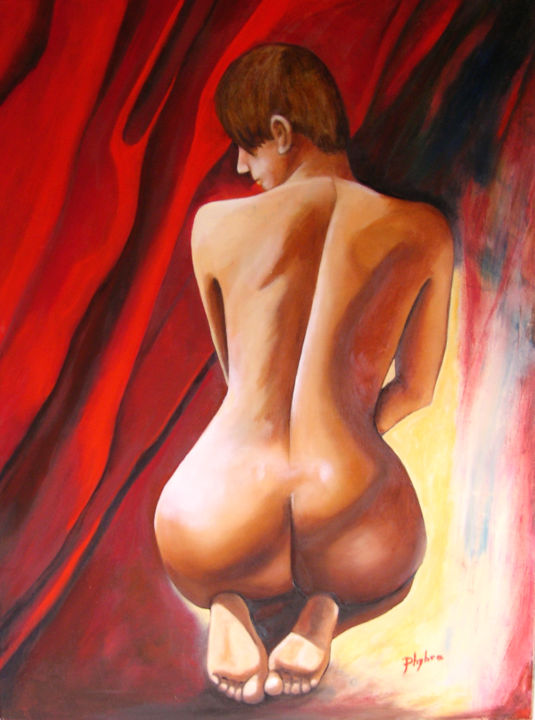 Painting titled "Entre lacher prise…" by Phybra, Original Artwork, Oil