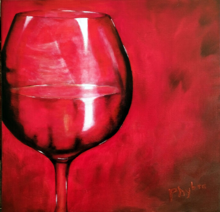 Painting titled "Apéro" by Phybra, Original Artwork, Oil Mounted on Wood Stretcher frame