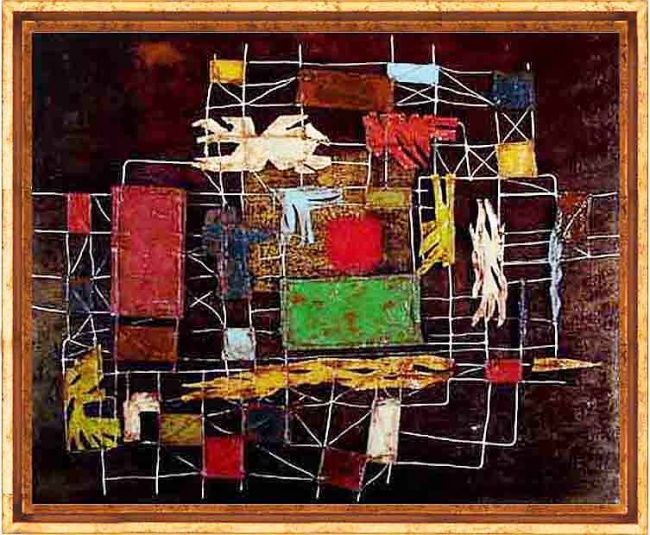 Peinture intitulée "Peinture : Carré Ro…" par Pian, Œuvre d'art originale,