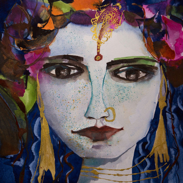 Peinture intitulée "Déclinaison Indienn…" par Véronique Piaser-Moyen, Œuvre d'art originale, Aquarelle