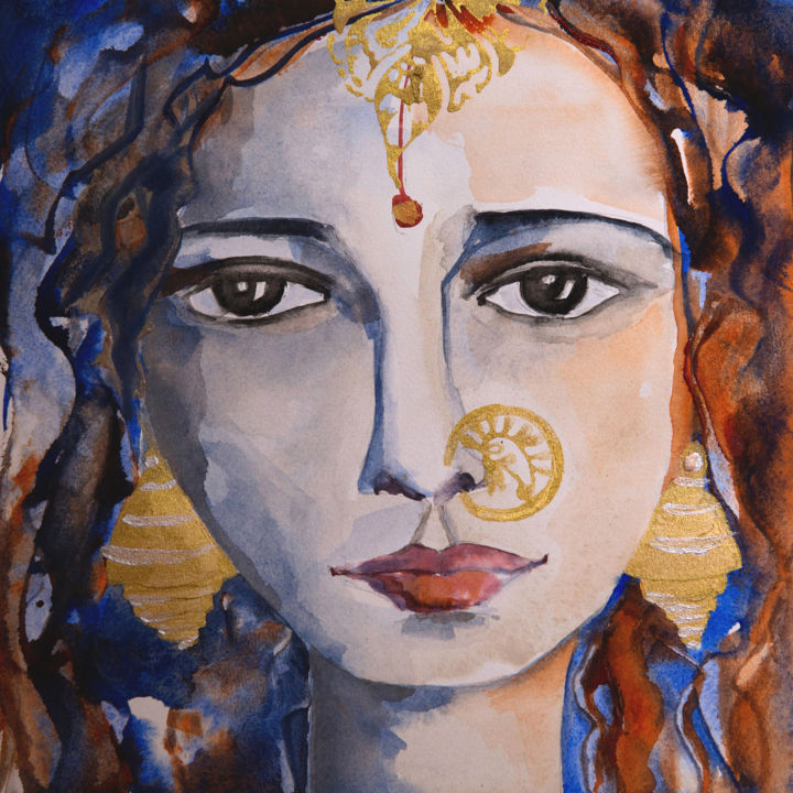 Pintura titulada "Déclinaison Indienn…" por Véronique Piaser-Moyen, Obra de arte original, Acuarela