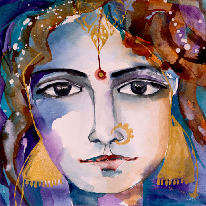 绘画 标题为“Déclinaison indienn…” 由Véronique Piaser-Moyen, 原创艺术品, 水彩