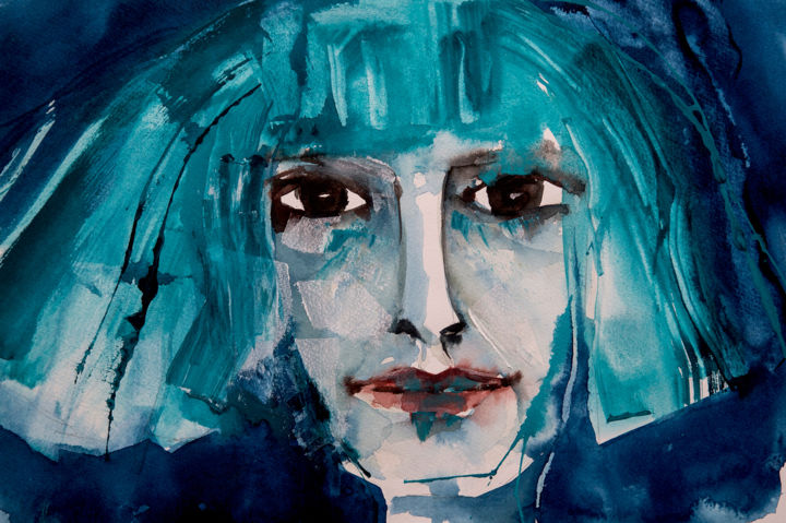 Painting titled "Selfie" by Véronique Piaser-Moyen, Original Artwork, Watercolor