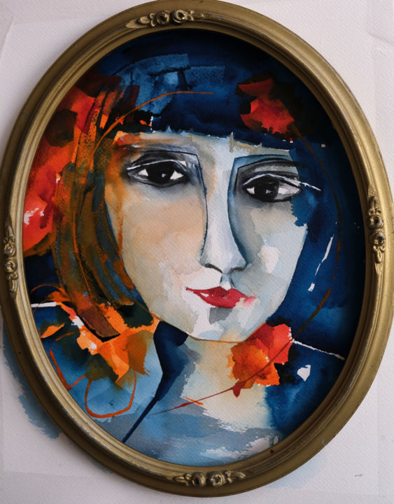 Schilderij getiteld "Carmen 10" door Véronique Piaser-Moyen, Origineel Kunstwerk, Aquarel Gemonteerd op Karton