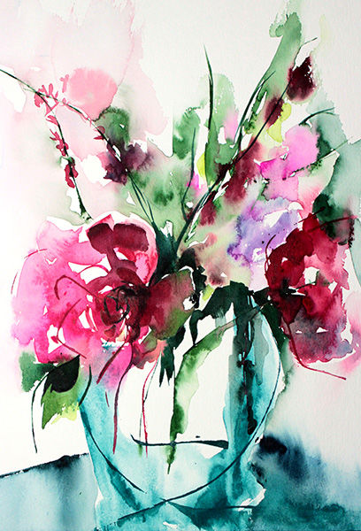 Painting titled "Etincelle" by Véronique Piaser-Moyen, Original Artwork, Watercolor