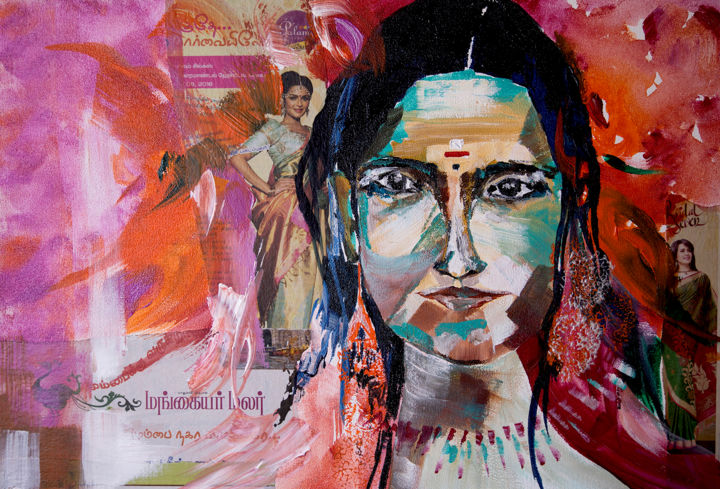 绘画 标题为“Je suis Indienne” 由Véronique Piaser-Moyen, 原创艺术品, 丙烯