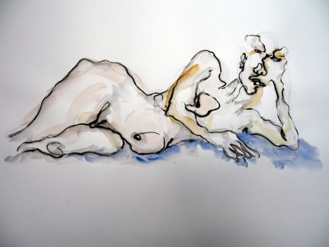 Rysunek zatytułowany „Nu allongé féminin…” autorstwa Piazzon Fabrice, Oryginalna praca, Inny