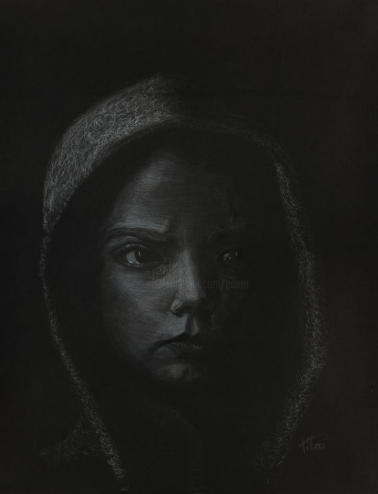 Drawing titled "Morgane" by Pibou, Original Artwork, Pencil