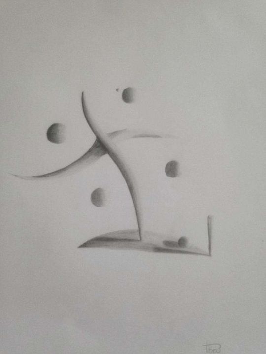 Dessin intitulée "Equilibre" par Pibou, Œuvre d'art originale, Crayon