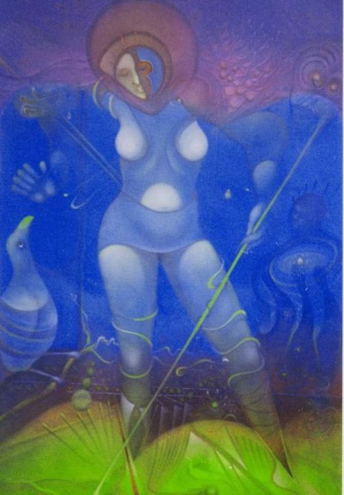 Pintura titulada "la venus azul y el…" por Alvaro Mejias, Obra de arte original