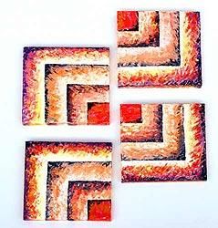 Ζωγραφική με τίτλο "Mosaik Red" από Picchio-Specht Dieter, Αυθεντικά έργα τέχνης, Λάδι
