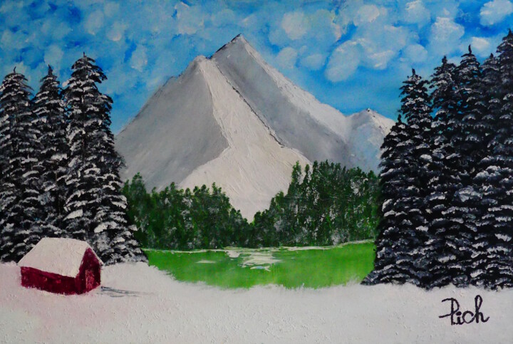 Pintura titulada "Snow Paradise" por Pich, Obra de arte original, Oleo Montado en Panel de madera