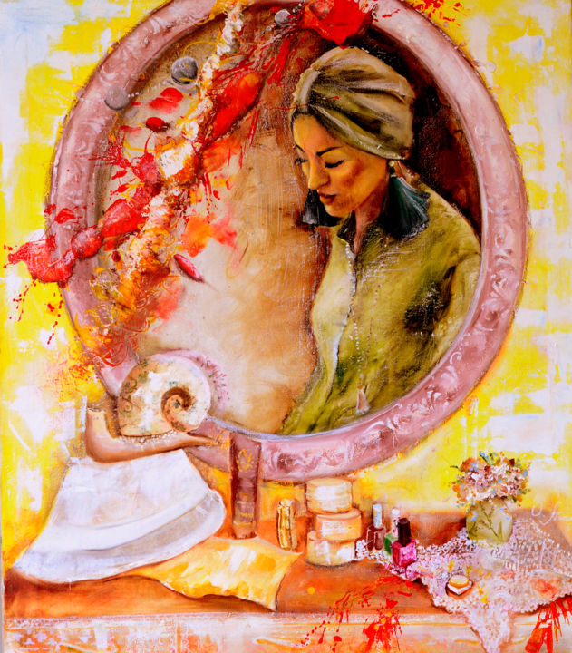 Malerei mit dem Titel "5 минут наедине с с…" von Olga Pichkurova, Original-Kunstwerk, Öl