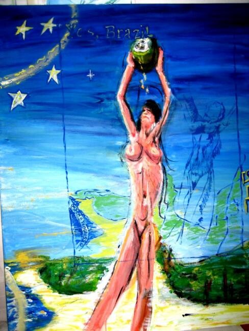 Painting titled "Yes, Brazil" by Pico Meireles, Original Artwork